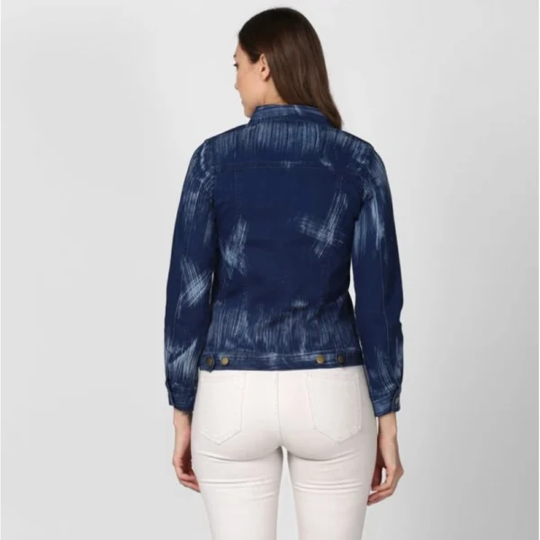 Women's Denim Washed Long Sleeve Jacket (Blue) - Image 2