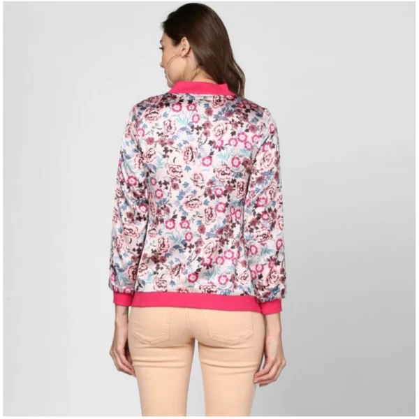 Women's Satin Floral 3/4th Sleeve Jacket (Multicolor) - Image 2
