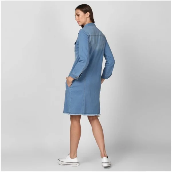 Women's Denim Washed Long Sleeve Jacket (Blue) - Image 2