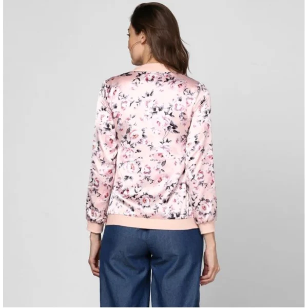 Women's Satin Floral 3/4th Sleeve Jacket (Light Pink) - Image 2