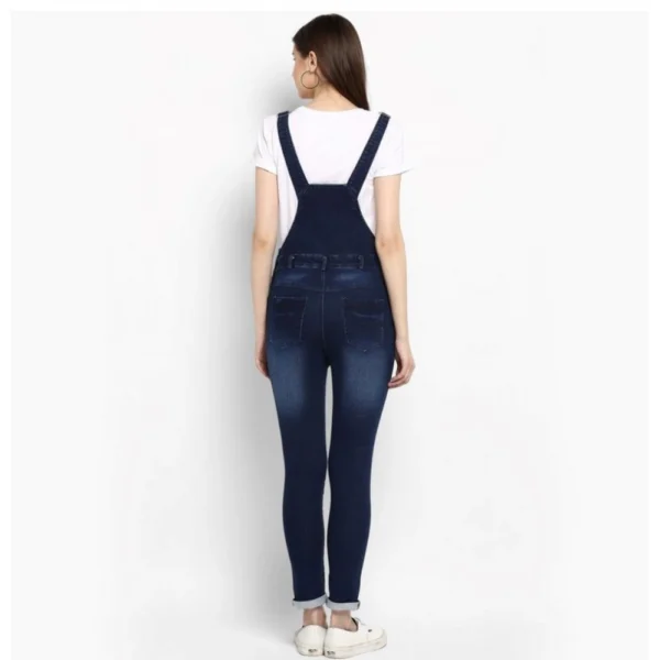 Women's Denim Distressed Dungaree Pant (Blue) - Image 4