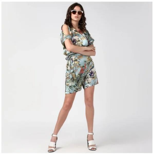 Women's Polyester Floral Dungaree Pant (Multicolor) - Image 3