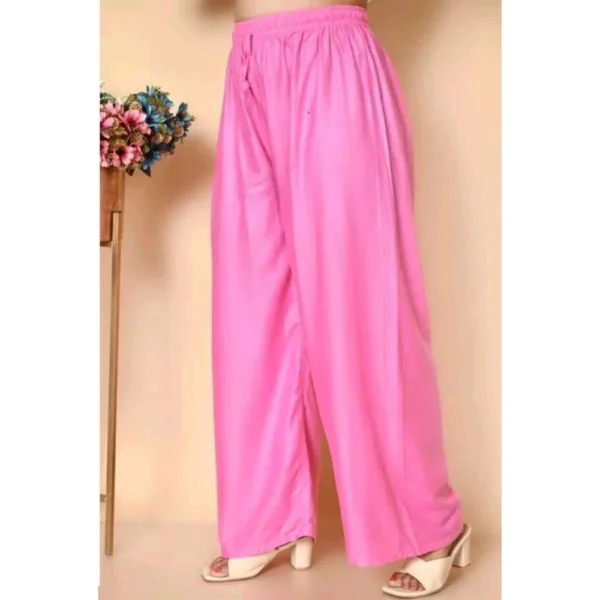 Women's Casual Rayon Solid Ankle Length Palazzo (Pink, Free Size) - Image 2