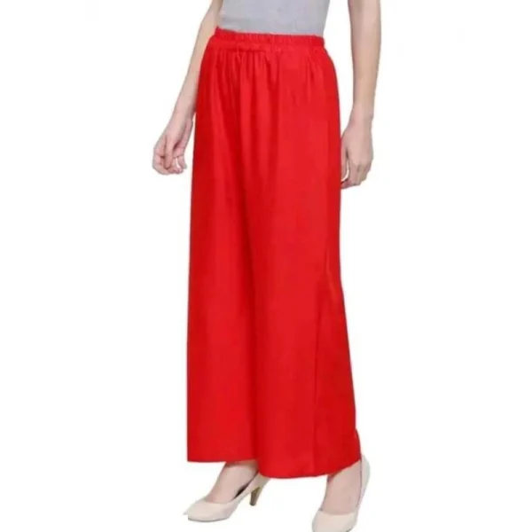 Women's Casual Rayon Solid Ankle Length Palazzo (Red, Free Size) - Image 2