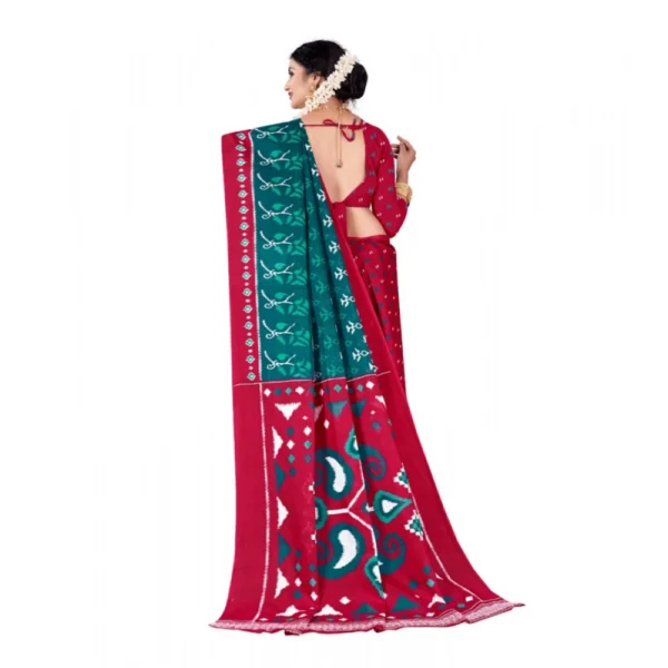 Women's Soft Pure Cotton Printed Saree With Unstitched Blouse 5.5Mtr (Multicolor) - Image 3