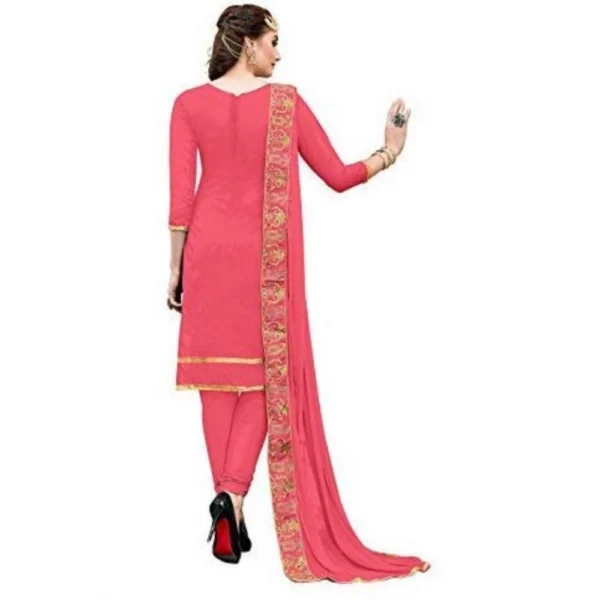 Women's Chanderi Cotton Unstitched Salwar-Suit Material With Dupatta (Light Red, 2.20 Mtr) - Image 2