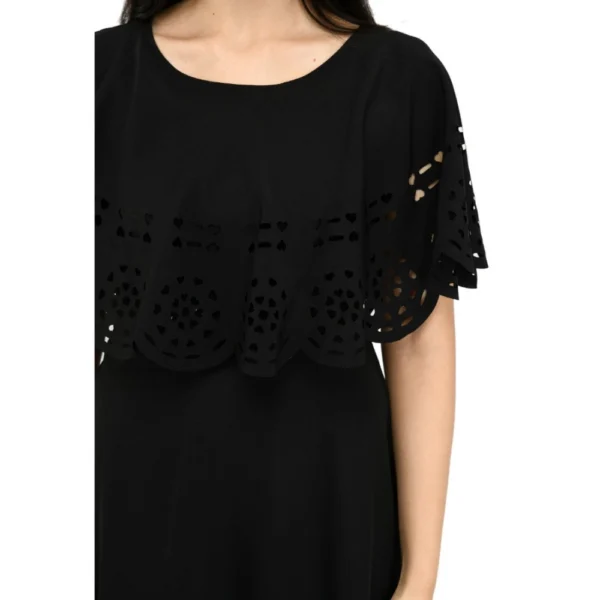 Women's Crepe Solid Sleeveless Full Length Gown(Black) - Image 4