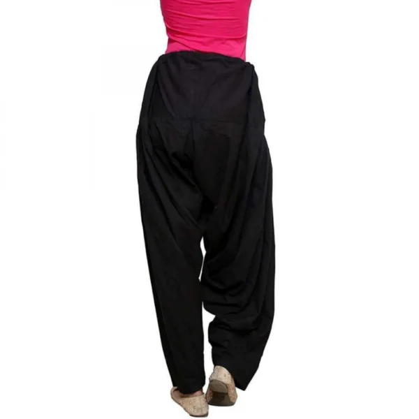 Women's Cotton Solid Patiyala (Color:Black) - Image 4