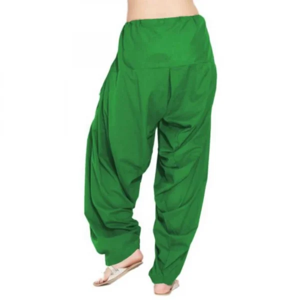 Women's Cotton Solid Patiyala (Color:Green) - Image 2