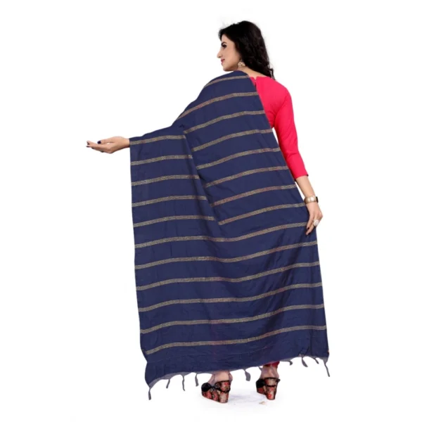 Women's Cotton Jari Woven Work Dupatta (Blue, Length:2-2.4 mtr) - Image 2