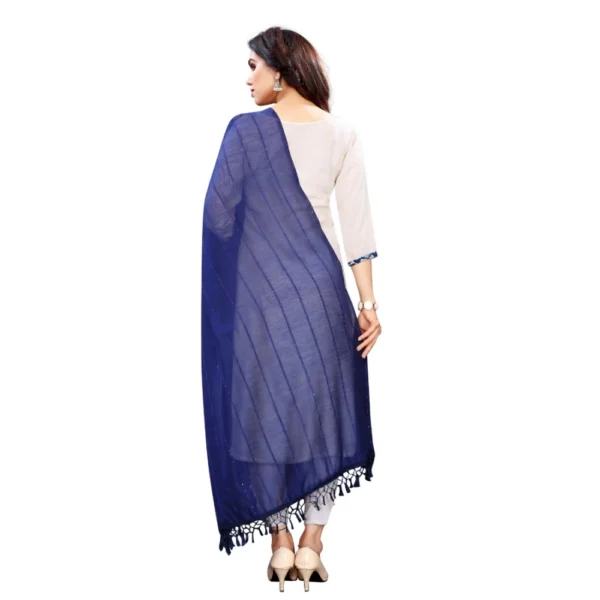 Women's Cotton Silk Strips Printed Dupatta (Blue, Length:2-2.4 mtr) - Image 3