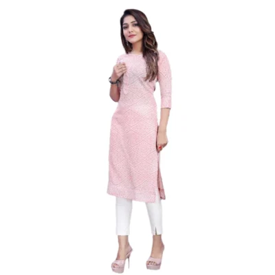 Women's Cotton Straight Kurti (Pink)