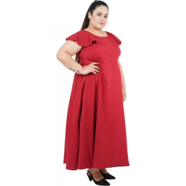 Women's Fit And Flare Maroon Dress (Color:Maroon, Material:Polyester) - Image 2