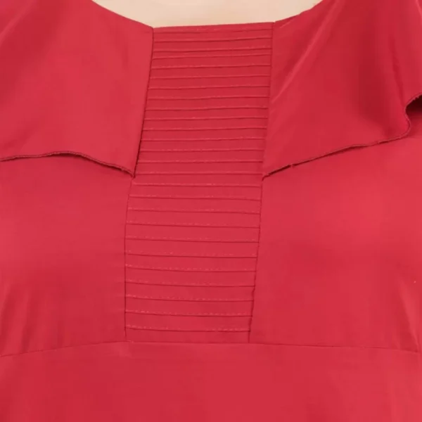 Women's Fit And Flare Maroon Dress (Color:Maroon, Material:Polyester) - Image 3