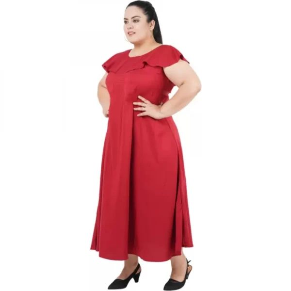 Women's Fit And Flare Maroon Dress (Color:Maroon, Material:Polyester) - Image 4