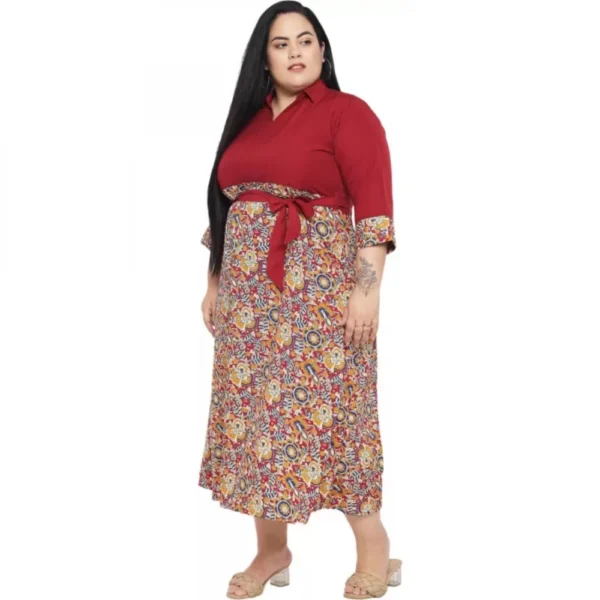 Women's Fit And Flare Maroon Dress (Color:Maroon, Material:Polyester) - Image 4