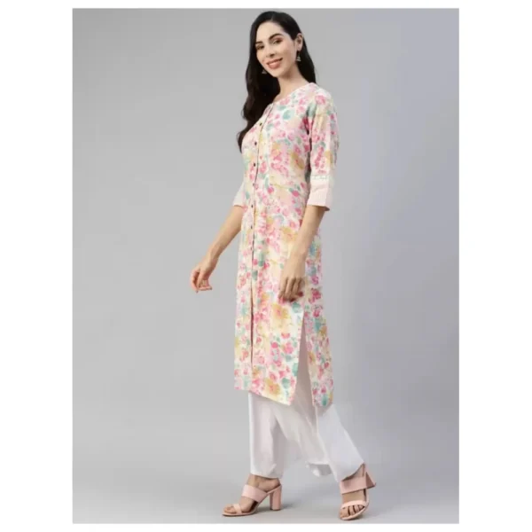 Women's Cotton Printed  Straight Kurti (Multicolor, Cotton) - Image 3