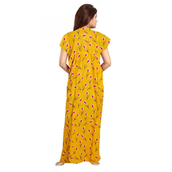 Women's Cotton Printed Maxi Nighty (Yellow) - Image 3