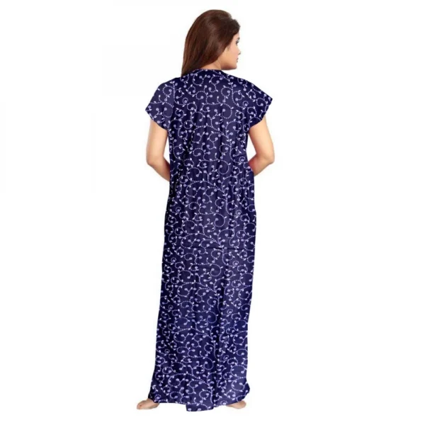 Women's Cotton Printed Maxi Nighty (Blue) - Image 3