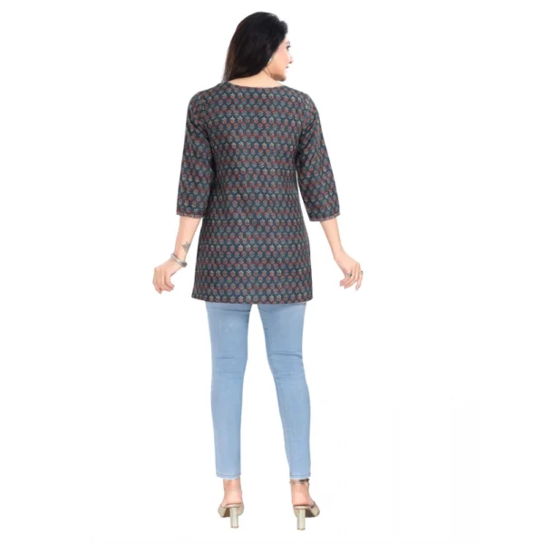 Women's 3/4th Sleeve Viscose Blend Tunic Short Top (Blue) - Image 6