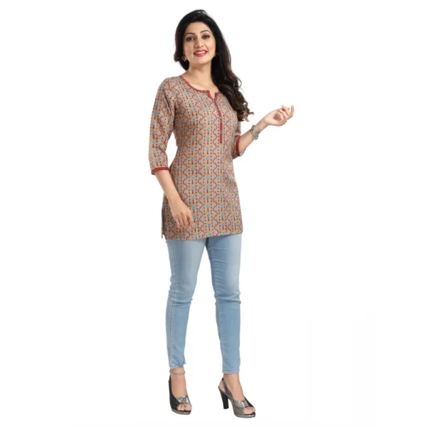 Women's 3/4th Sleeve Viscose Blend Tunic Short Top (Multicolor) - Image 4