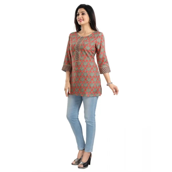 Women's 3/4th Sleeve Viscose Blend Tunic Short Top (Multicolor) - Image 3