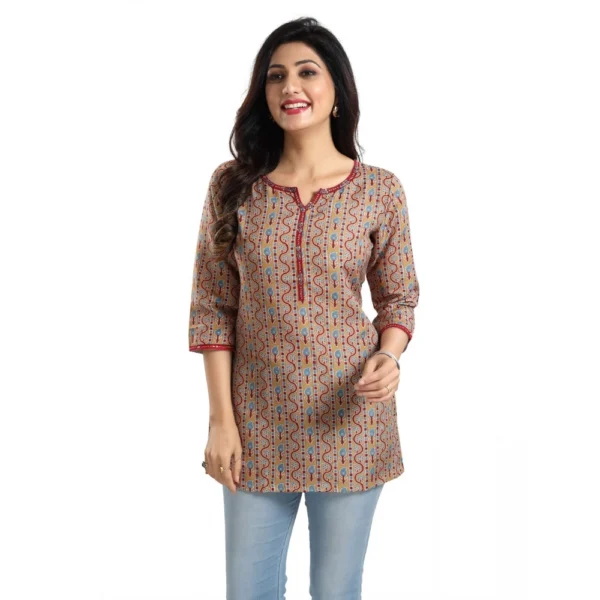 Women's 3/4th Sleeve Viscose Blend Tunic Short Top (Multicolor) - Image 3