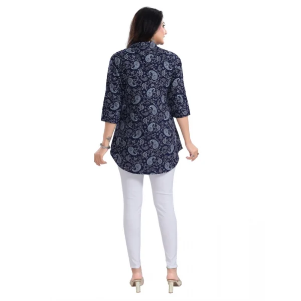 Women's 3/4th Sleeve Polyester Tunic Short Top (Blue) - Image 6