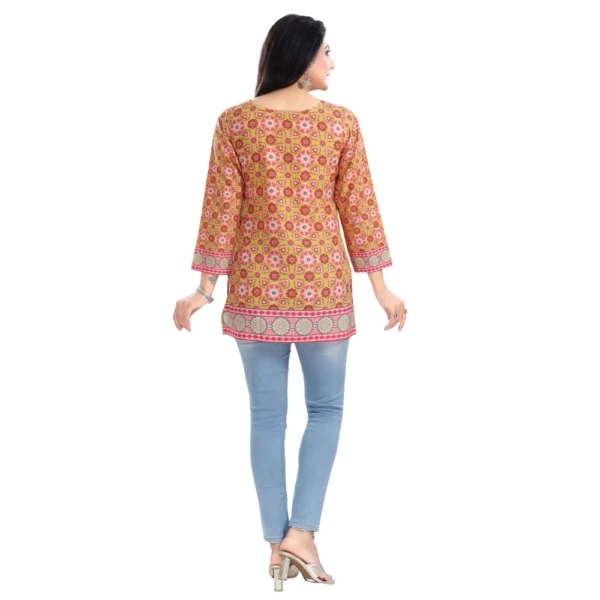 Women's 3/4th Sleeve Faux Crepe Tunic Short Top (Multicolor) - Image 6