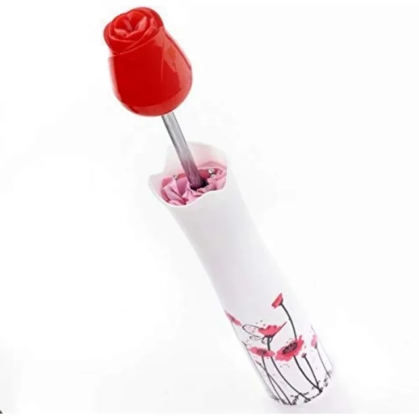 Rose Umbrella Lightweight Waterproof UV Protection Mini Folding Creative Rose Flower Case Canvas Plastic Umbrella with Waterproof and Compact Bottle for Monsoon and Summer (Assorted) - Image 3