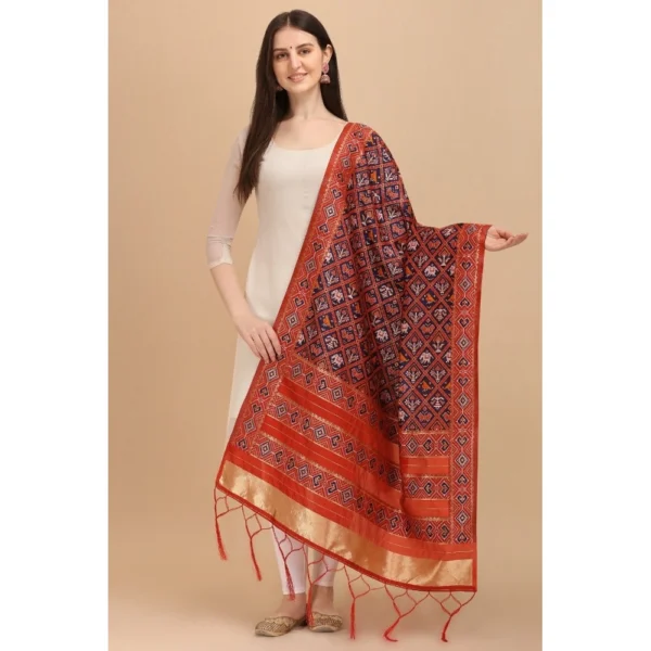 Women's Silk Pure Zari weaving Duppatta (Purple, Length: 2-2.3 Mtrs) - Image 2