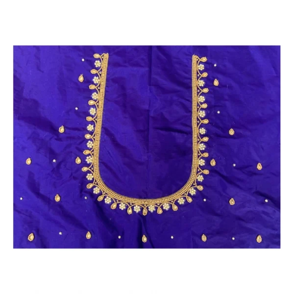 Women's Cotton Silk Self Design Unstitched Blouse Piece (Blue, 80-100 cm) - Image 3