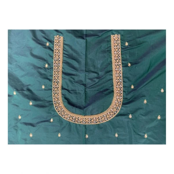 Women's Cotton Silk Self Design Unstitched Blouse Piece (Dark Green, 80-100 cm) - Image 3