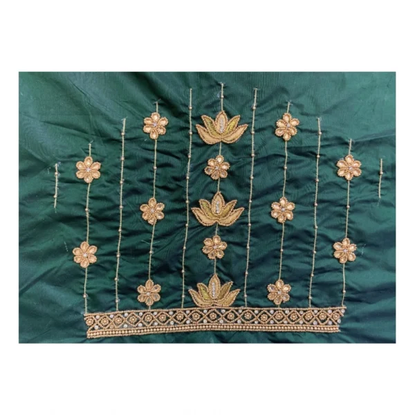Women's Cotton Silk Self Design Unstitched Blouse Piece (Dark Green, 80-100 cm) - Image 2