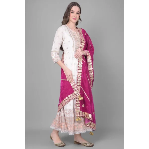 Women's Velvet Gotta Patti Dupatta (Purple, Length: 2.25 to 2.50 Mtr) - Image 2