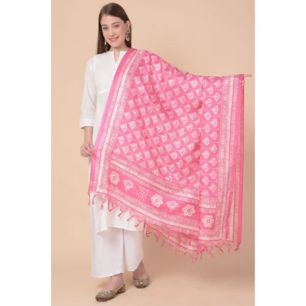 Women's Art Silk Printed Dupatta (Pink, Length: 2.25 to 2.50 Mtr) - Image 5