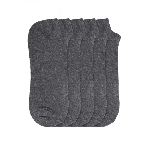 5 Pairs Unisex Casual Cotton Blended Solid Ankle length Socks (Dark Grey)