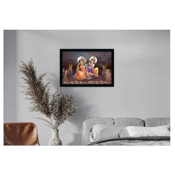 Radha Krishna Painting with Synthetic Photo Frame (Multicolor) - Image 2