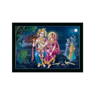 Radha Krishna Painting with Synthetic Photo Frame (Multicolor)