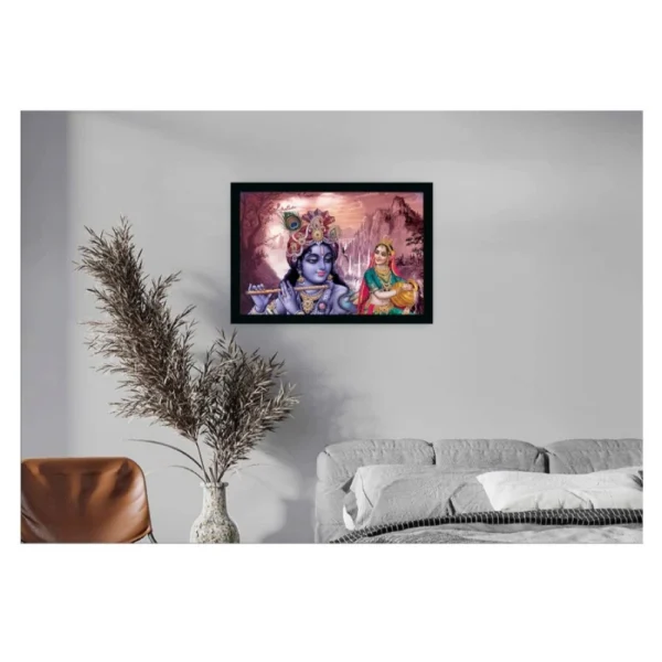 Radha Krishna Painting with Synthetic Photo Frame (Multicolor) - Image 2