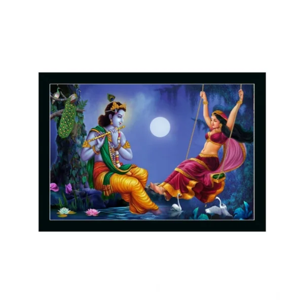 Radha Krishna Painting with Synthetic Photo Frame (Multicolor)
