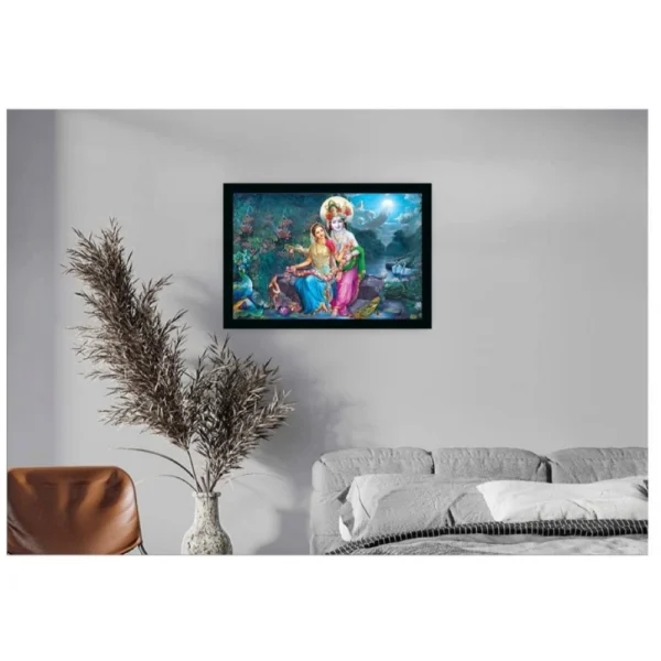 Radha Krishna Painting with Synthetic Photo Frame (Multicolor) - Image 2