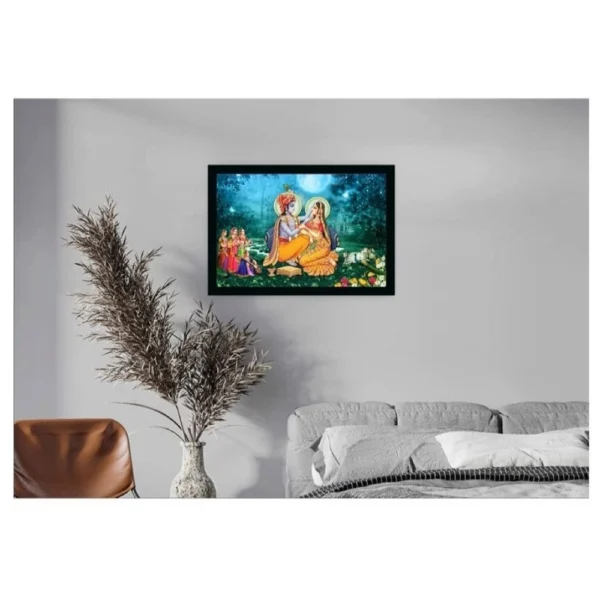 Radha Krishna Painting with Synthetic Photo Frame (Multicolor) - Image 2