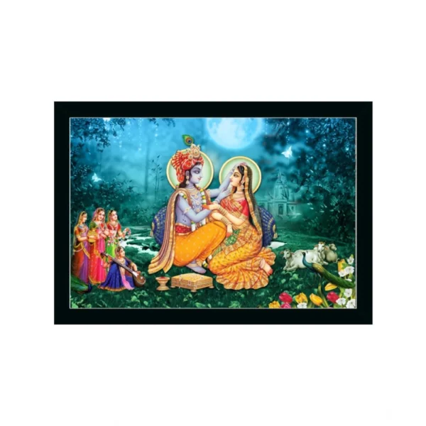 Radha Krishna Painting with Synthetic Photo Frame (Multicolor)