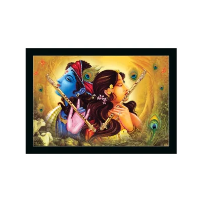 Radha Krishna Painting with Synthetic Photo Frame (Multicolor)