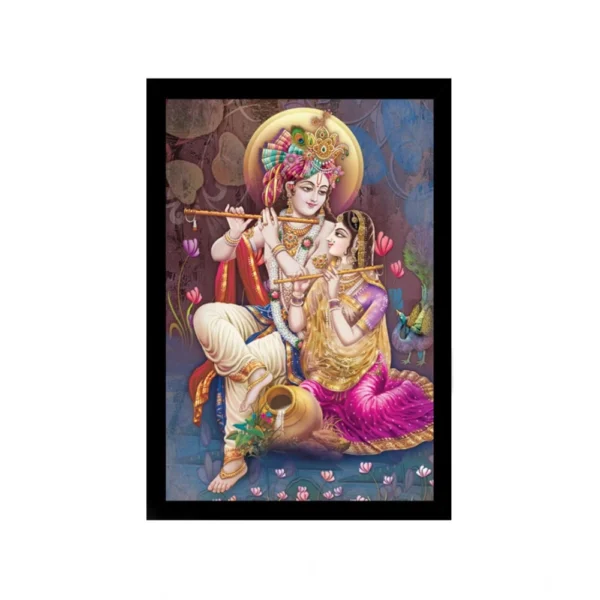 Radha Krishna Painting with Synthetic Photo Frame (Multicolor)