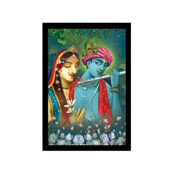 Radha Krishna Painting with Synthetic Photo Frame (Multicolor)