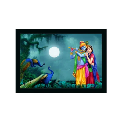 Radha Krishna Painting with Synthetic Photo Frame (Multicolor)