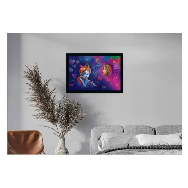 Radha Krishna Painting with Synthetic Photo Frame (Multicolor) - Image 2