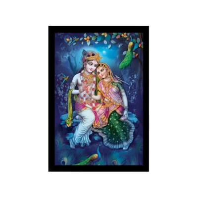 Radha Krishna Painting with Synthetic Photo Frame (Multicolor)